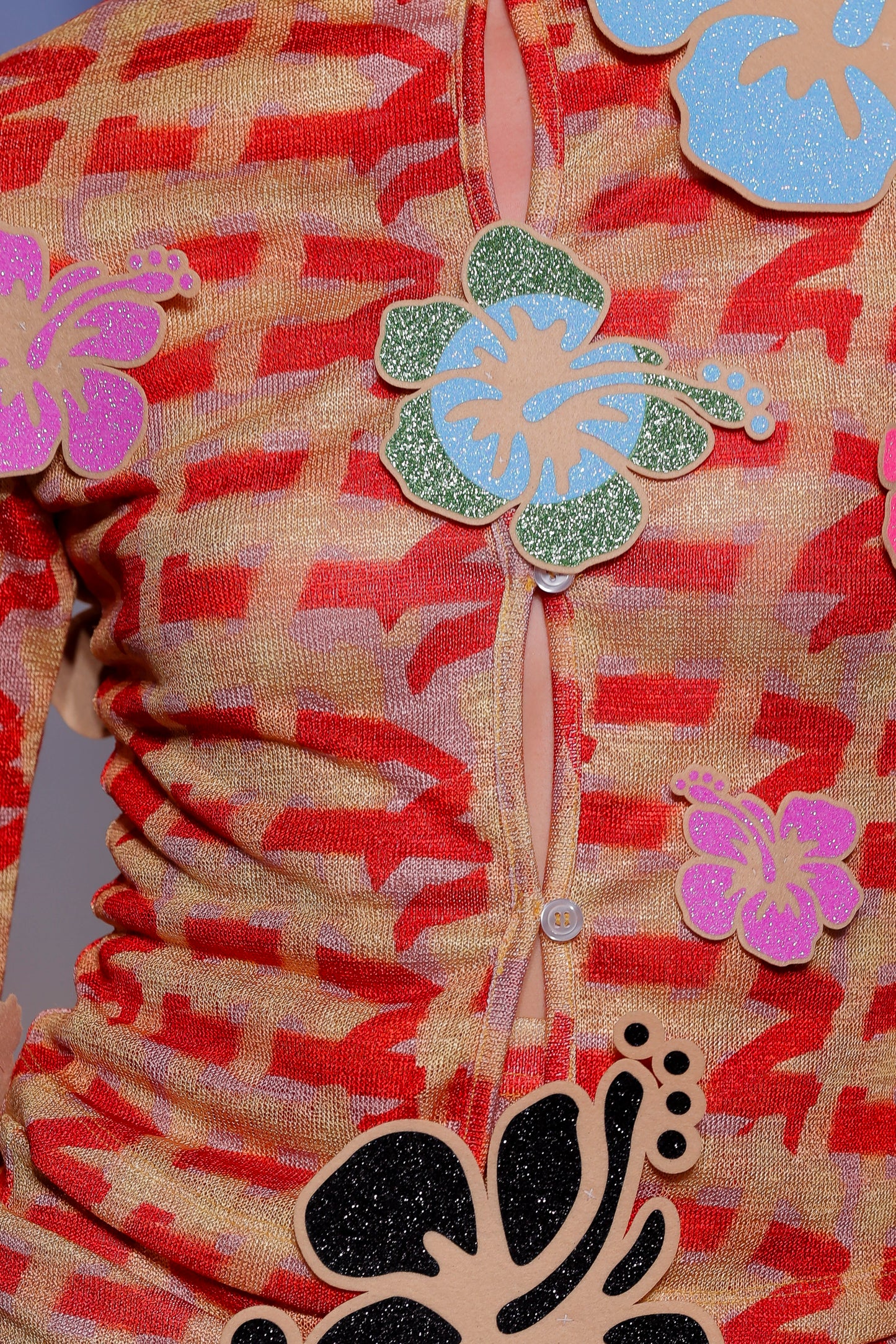 Yellow & Red Hibiscus Cardigan