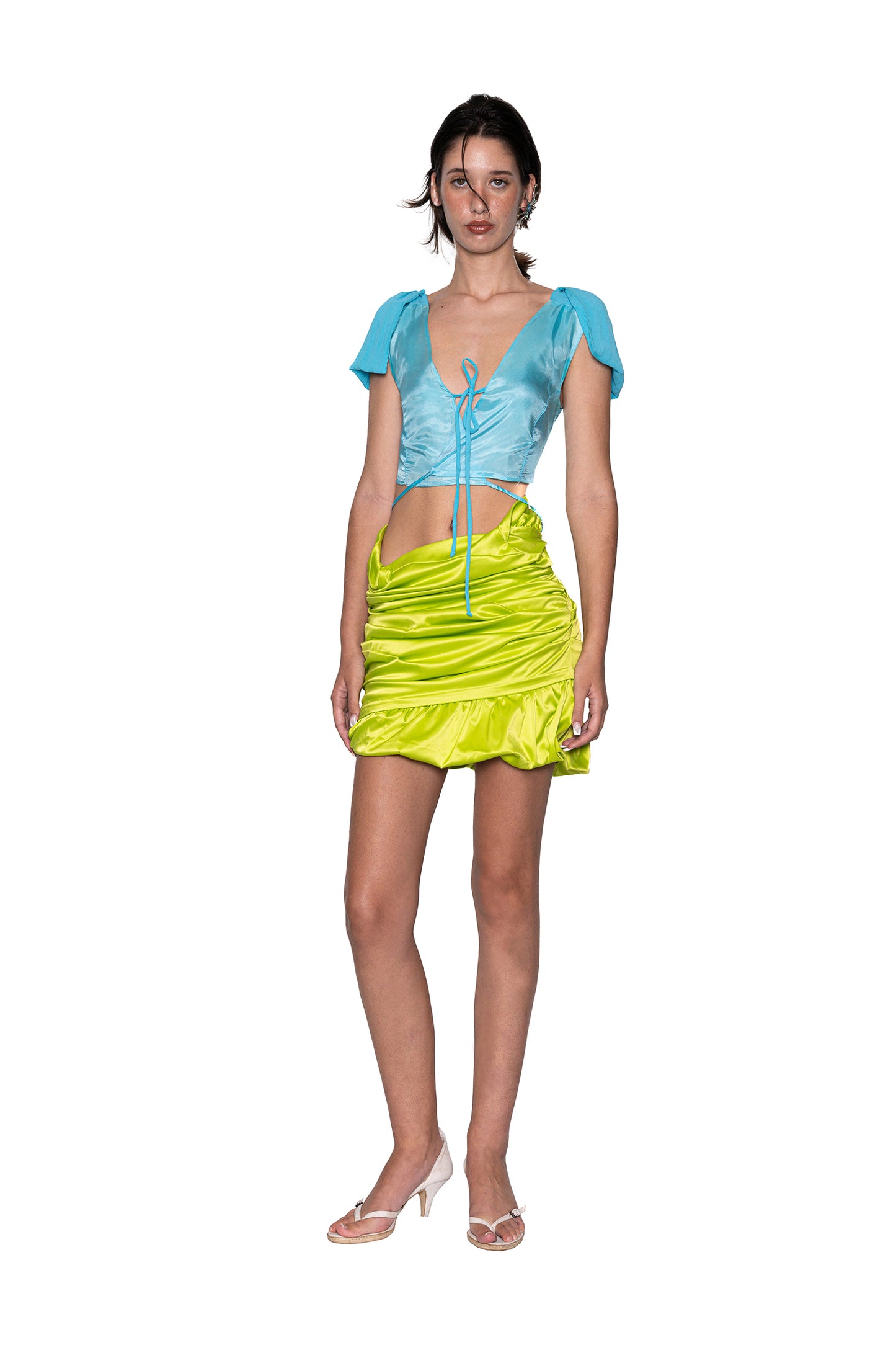 Green Gathered Skirt