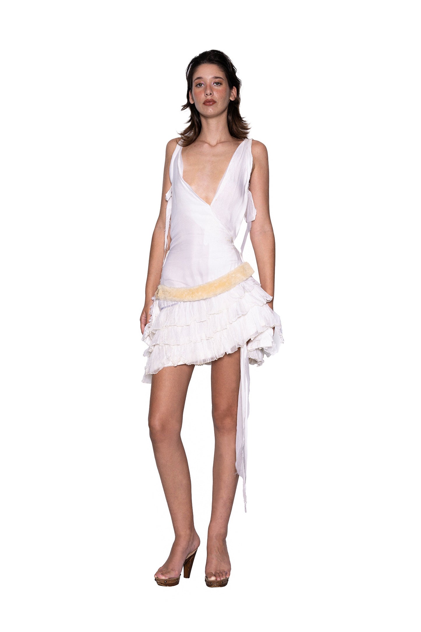 Ruffled Silk Wedding Dress