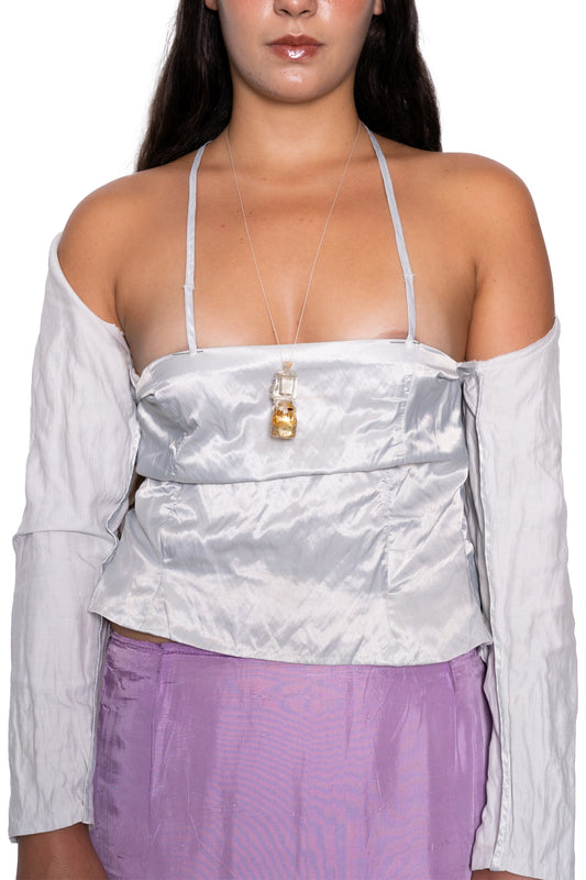 Silver Cut-Out Top