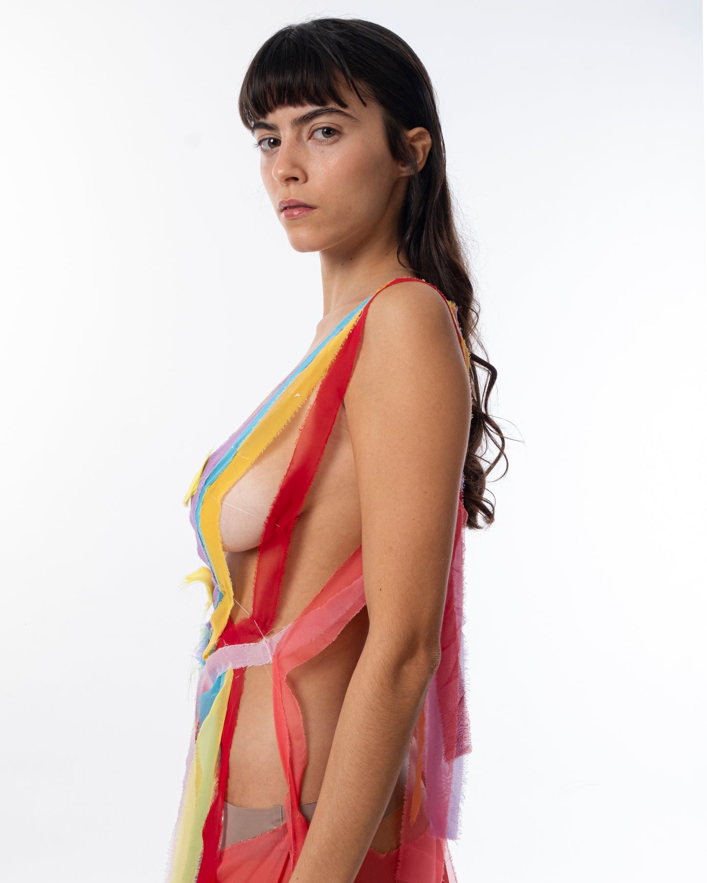 Asymmetric Strip Dress