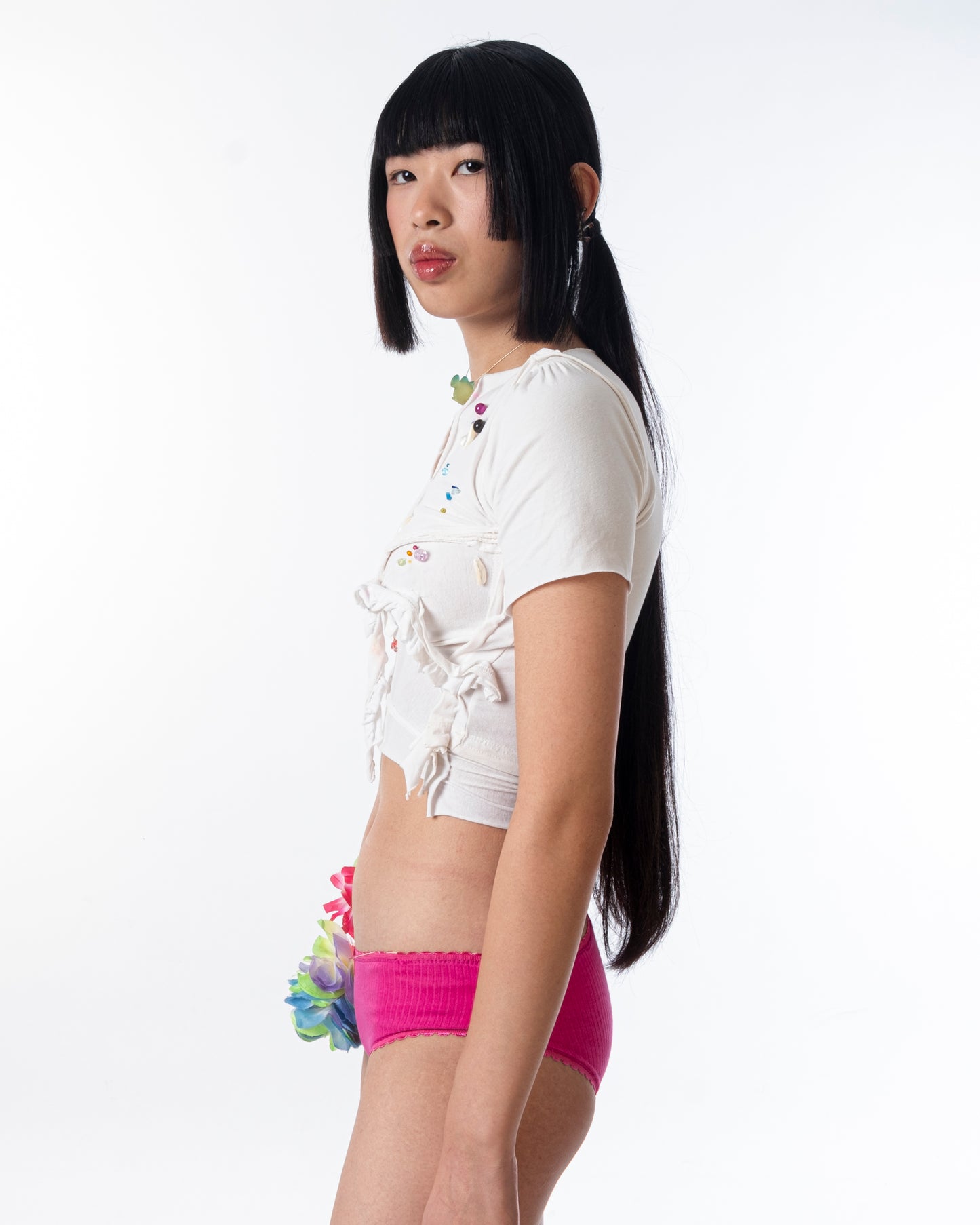 Asymmetric Beaded T-shirt