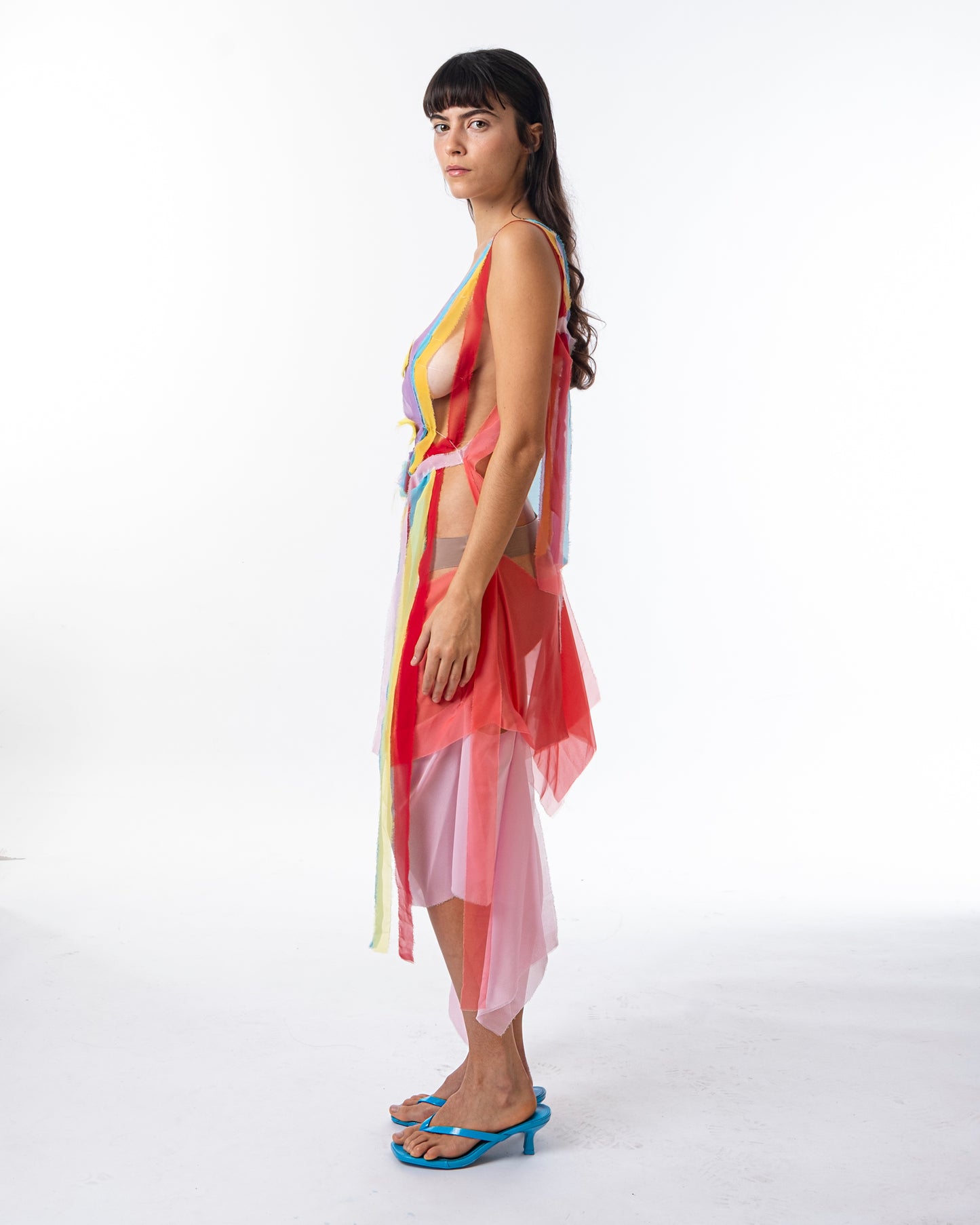 Asymmetric Strip Dress
