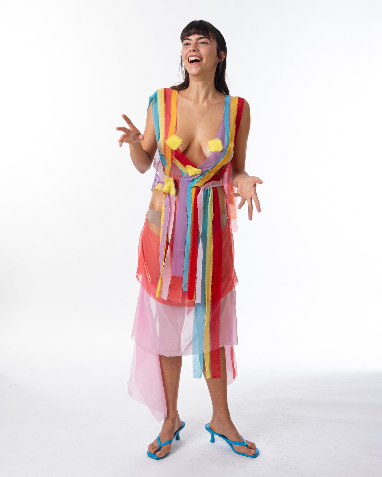 Asymmetric Strip Dress