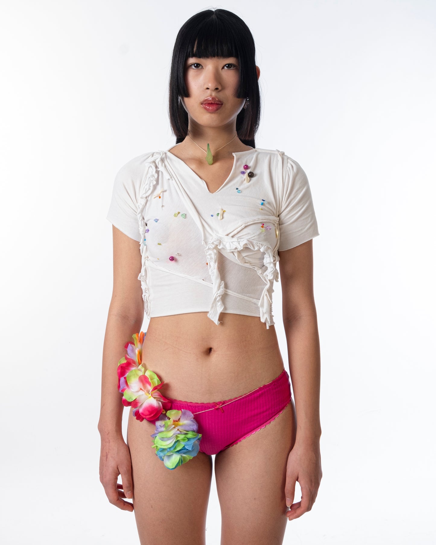 Asymmetric Beaded T-shirt
