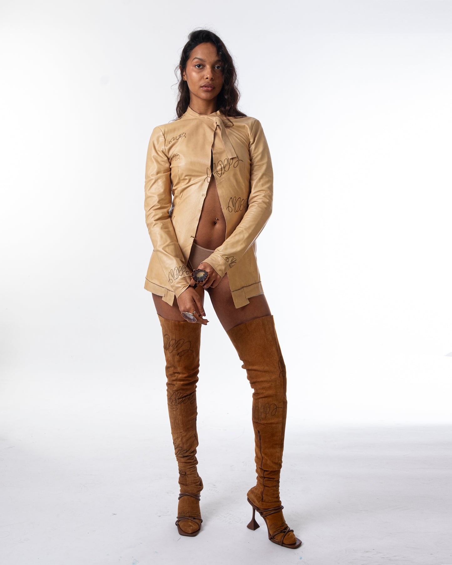 Laser Printed Leather Tigh-Highs