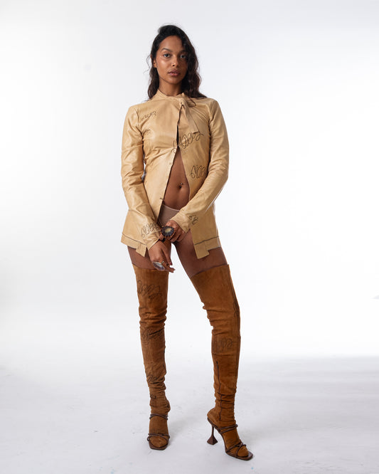 Laser Printed Leather Tigh-Highs