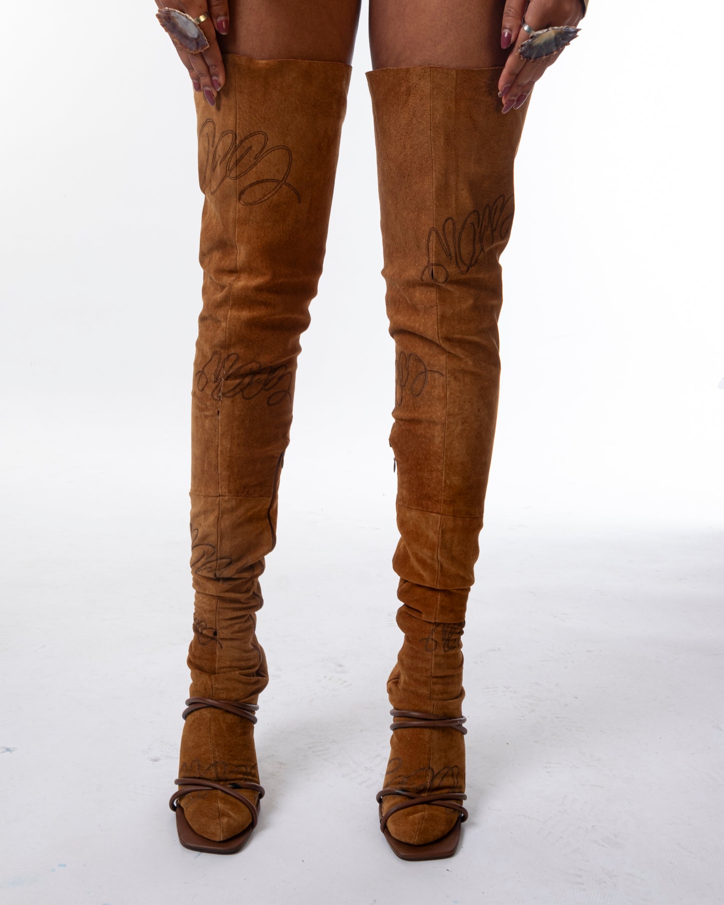 Laser Printed Leather Tigh-Highs