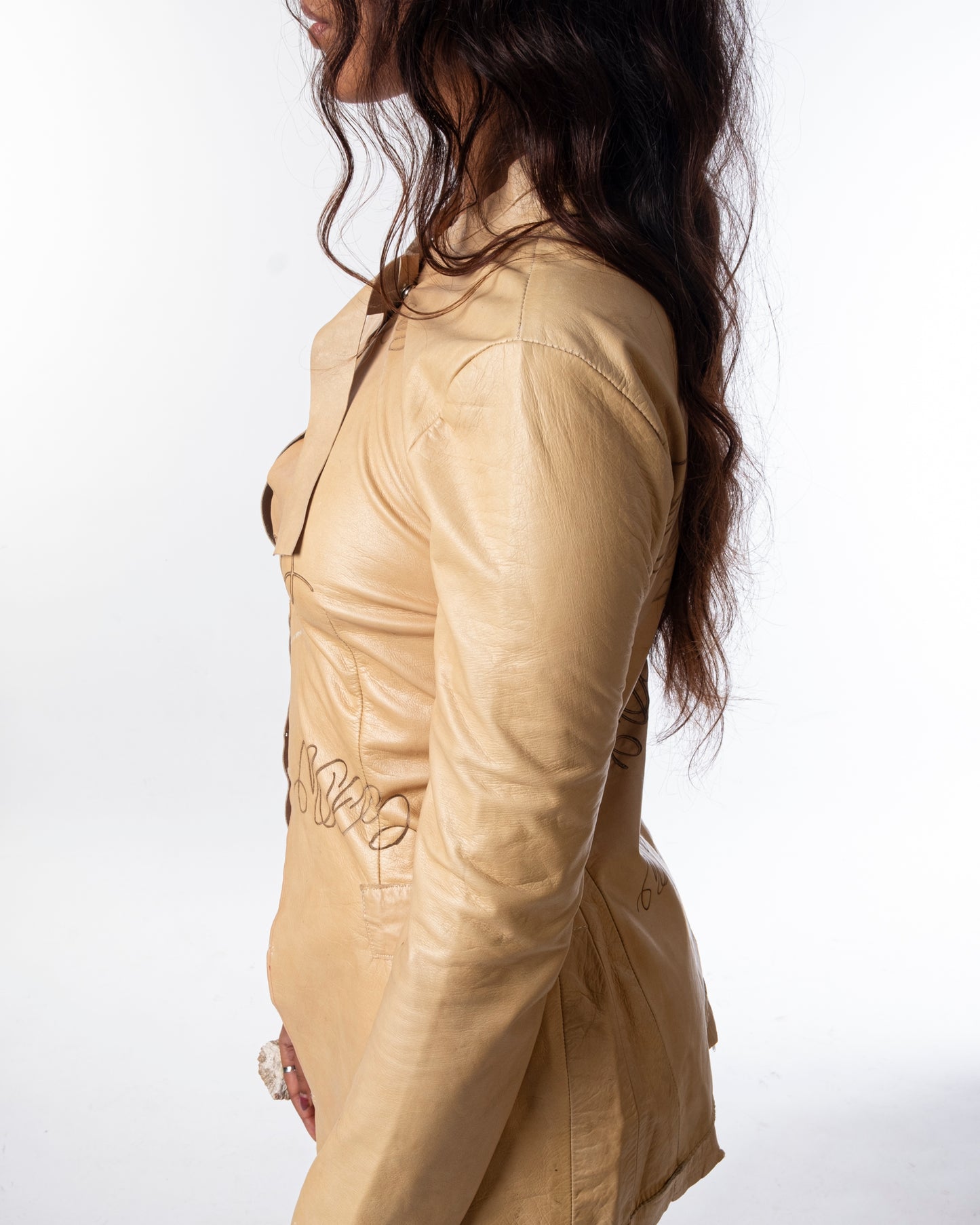Laser Printed Leather Coat