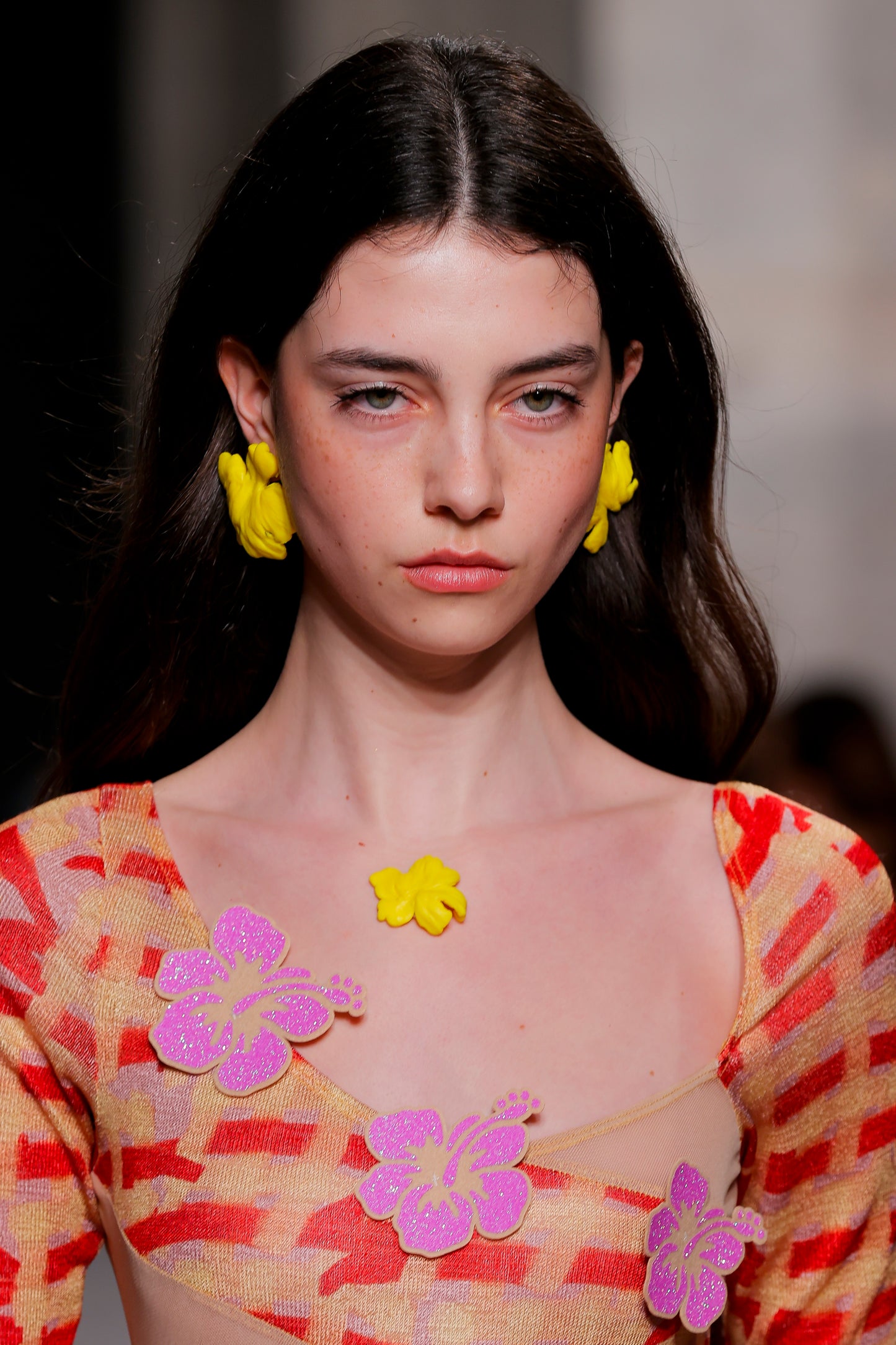 Yellow & Red Hibiscus Swimsuit